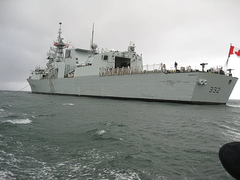 The frigate HMCS Ville de Quebec... in service now for 31 years.