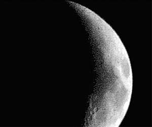 The moon as viewed by Chandrayaan-I’s camera from a distance of 3,11,200 km.