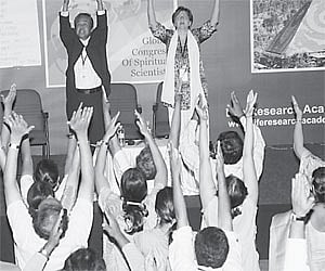Filipino expert on psychic surgery and spiritual healing Alex L Orbito, demonstrating AMA healing mantra and other exercises at the Pyramid Valley in