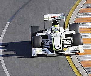Brawn GP Formula One driver Jenson Button of Britain car leading the Australian Formula One Grand Prix at Melbourne. AP