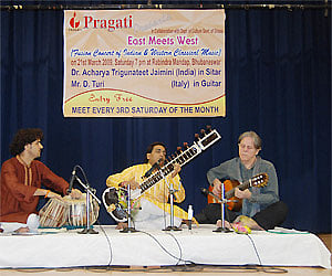 Fusion music concert by Indian-Italian artistes in Orissa. IANS Photo