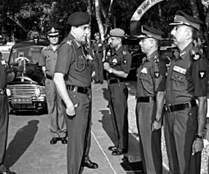 The Chief of the Army Staff General Deepak Kapoor interacting with  Station Commander Brigadier Krishan Kumar and other senior officials during his vi