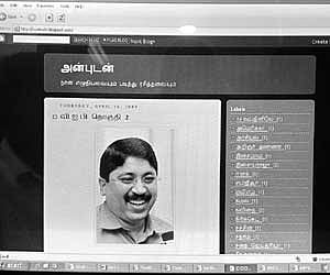 Screen shot of a Tamil poll blog