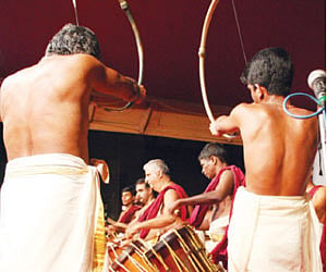 Chenda is a cylindrical percussion instrument originating in the state of Kerala 