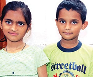 The three children of B Joshi who choked to death in a ladoo-eating competition on Tuesday.