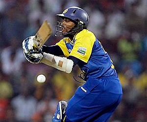 A ball hits Sri Lankan player Tillakaratne Dilshan during the first Twenty20 international between India and Sri Lanka in Nagpur. AP
