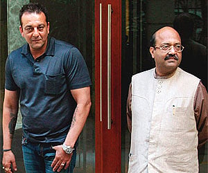 Sanjay Dutt with SP General Secretary Amar Singh (File photo)