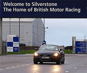 A car passes the entrance to the Formula 1 Silverstone circuit. (File photo: AP)