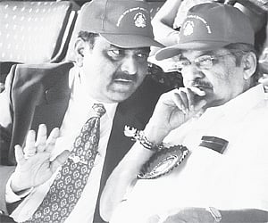 Home Minister VS Acharya and city police commissioner Shankar Bidari in Bangalore on Monday