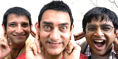 Actors Aamir Khan, Sharman Joshi and Madhavan in '3 Idiots'. (Sampurn Pixs)