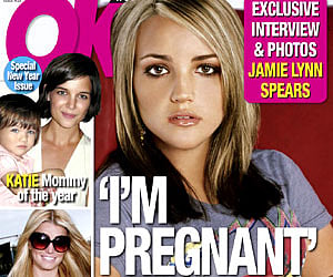 Actress Jamie Lynn Spears appears on the cover of OK! Magazine (Dec. 31, 2007) issue announcing that she is pregnant. (AP)
