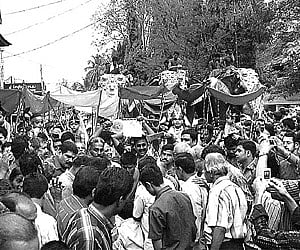 The Kongan Pada festival being celebrated in Chittur, Palakkad, on Monday.
