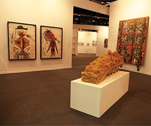 Views of Indian Panorama at ARCO created by Bose Krishnamachari;  (bottom left) the painter-curator-installation artist