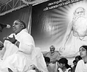 Mata Amritanandamayi addressing the devotees at Panmana Ashram on the occasion of Sri Chattambi Swami Jayanthi celebrations on Wednesday.