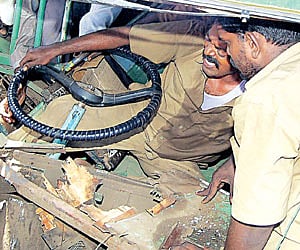 Harrowing 30 minutes for MTC driver as bus hits