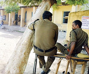A. Hemachandran, IG of Police, Thiruvananthapuram Range, leading the police adalat at District Panchayat Hall at Pattom on Monday.