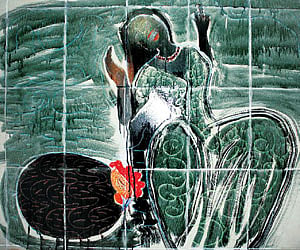 Art on bathroom walls