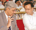 Member of the Railway Board Sudesh Kumar (left) having a word with South central railway General Manager MS Jayanth at the 52nd anual Day of IRISET in