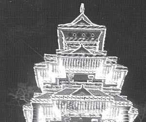 The decorated pooram pandal, which was set up in connection with the Thrissur Pooram held on May.