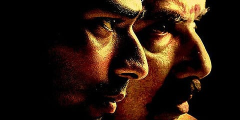Santhanoo and Sathyaraj in ‘Aayiram Vilakku’.(Sampurn Pix)