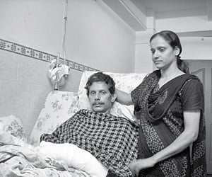 T J Joseph with his wife Salomi.