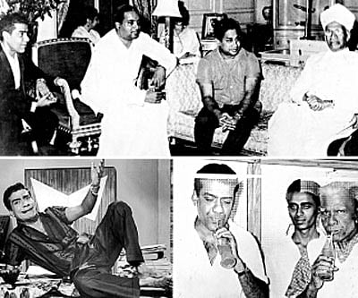 Chandrababu with then President S Radhakrishnan and Sivaji Ganesan.  The actor with his father; Chandrababu in one of his movies. Photo: ENS