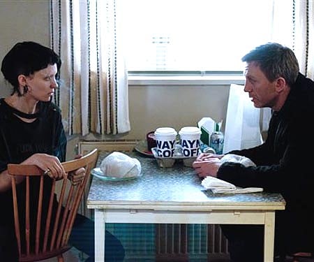 Rooney Mara, left, and Daniel Craig are shown in a scene from 'The Girl With The Dragon Tattoo'. (AP Photo/Sony, Columbia Pictures, Merrick Morton).