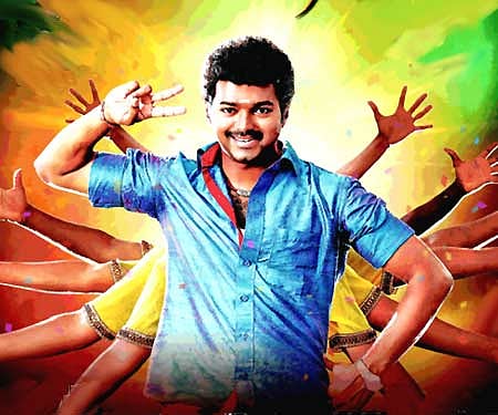 The poster of 'Velayudham'.
