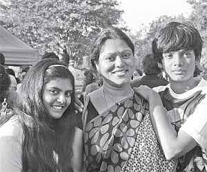(Extreme right) Child actor Akash Petla strikes a pose with his mother and sister | RVK Rao