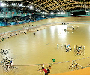 The cycling velodrome at the Indira Gandhi Sports Complex