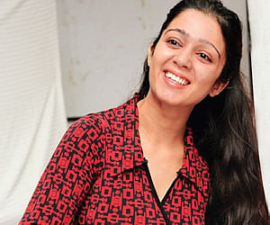 Actress Charmee casting her vote in MAA elections held in Hyderabad on Sunday.