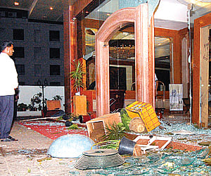 Hoodlums went on the rampage, attacking the premises of the Checkers Hotel and in the process destroying property. (EPS)