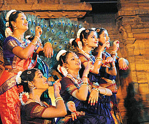 Dancers performing at an event organised by Karnataka State Tourism Development Corporation in the city on Tuesday.