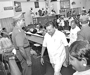NO COMPROMISE: Councillors stage a walkout during a council meeting in Madurai on Monday