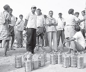 Migrant labour waiting for work in Visakhapatnam.