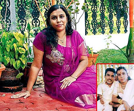 Gayatri Ajayan; inset: Gayatri and Ajayan, better known as Guinness Pakru, at their wedding.