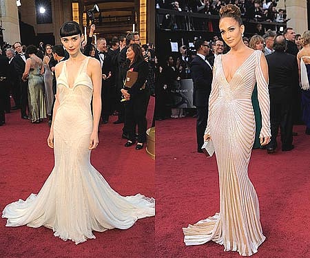 Rooney Mara and Jennifer Lopez at the Oscars (AP Photos).