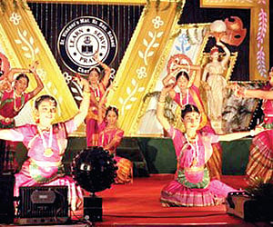 Students perform cultural programmes during the Annual Day function of St Vincent’s MHSS on Friday.