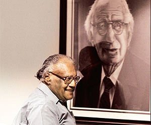 Professor CNR Rao after addressing the media to announce the awards for scientists on Friday