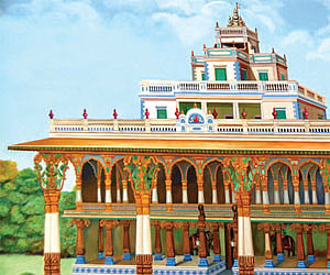 A painting of the wooden palace | S Udayashankar