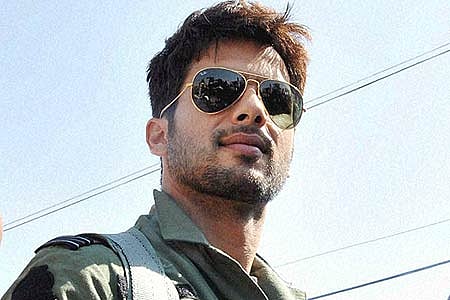 Bollywood actor Shahid Kapoor at Yelhanka air base in Bangalore (PTI Photo)