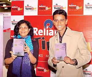Faraaz Kazi (right) along with Shinie Antony, an author,  at the launch of the novel Truly, Madly, Deeply at Reliance TimeOut