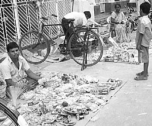 Vendors selling toys in Khaspa street in Berhampur
