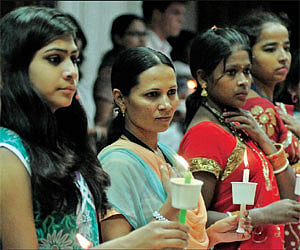 Women rescued from trafficking taking part in a conference organised by Pprajwala, an NGO in Hyderabad on Wednesday | ExpreEss Pphoto