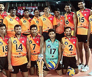 Chennai Spikers, winners of the third leg, at Yanam on Thursday
