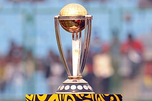 A view of the World Cup trophy during the ICC Cricket World Cup match at Feroz Shah Kotla Stadium. (Getty Images)
