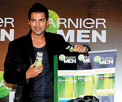 John Abraham endorsing a men's fairness cream.