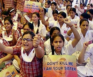 A PTI file photo of a campaign rally against female foeticide and domestic violence on women in Jammu