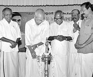 M K Sanu inaugurating the Misrabhojan anniversary at Cherai on Monday.