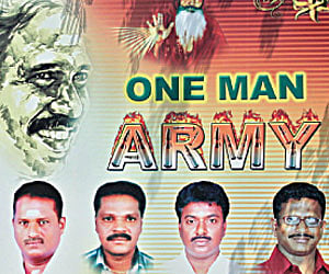 leading from the front: A banner put up near Indira Gandhi circle, hails Chief Minister N Rangasamy as a one-man army.